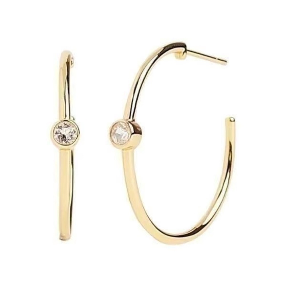 Elegant Gold Hoop Earrings with Crystal Detail
